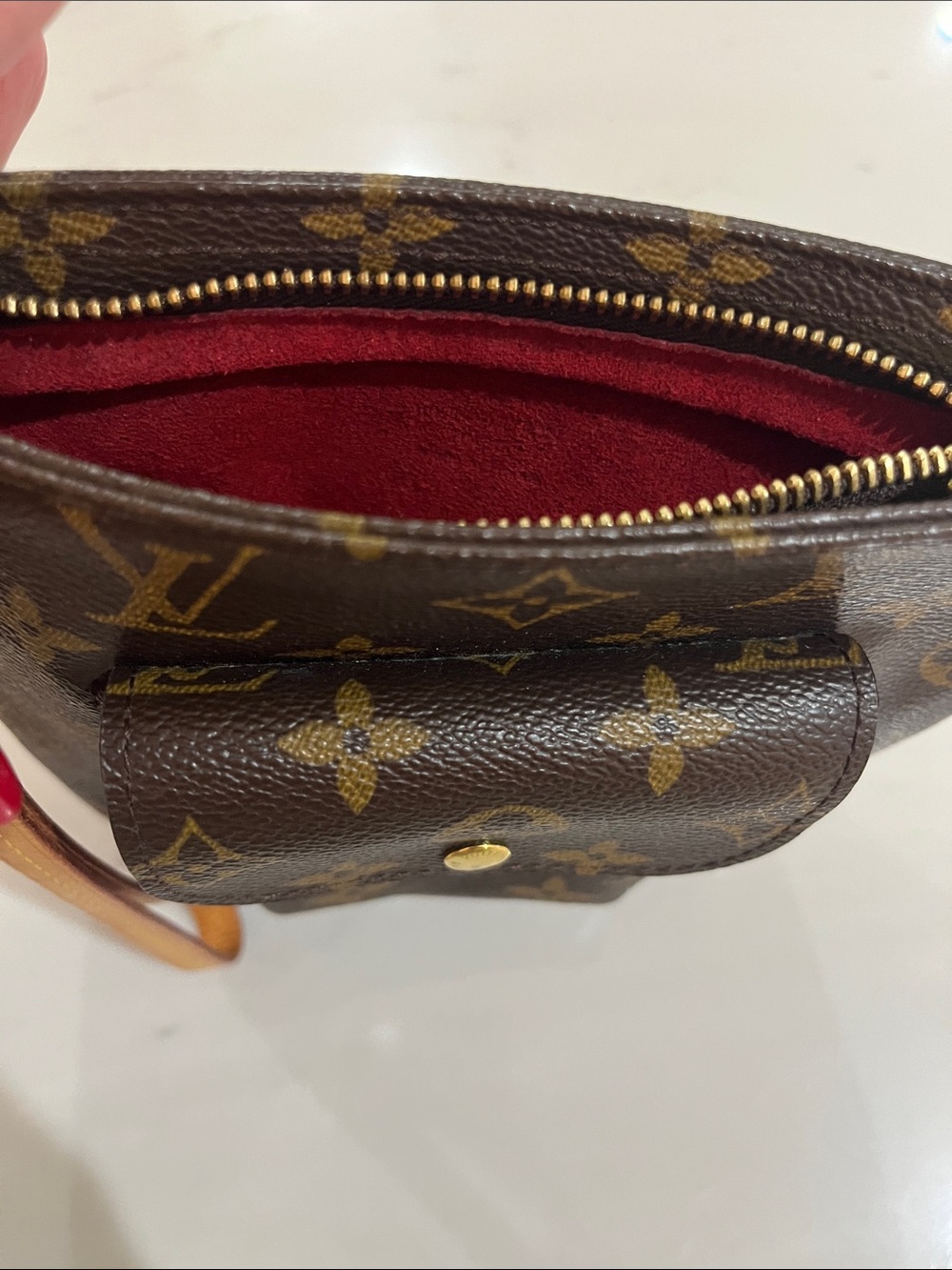 Louis Vuitton Monogram Canvas Wristlet with Tan Strap - Picture 3 of 4